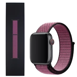 Pasek Apple Watch 38/ 40/ 41 mm Nike Sport Loop - czarno-różowy (Pink Blast/ True Berry)