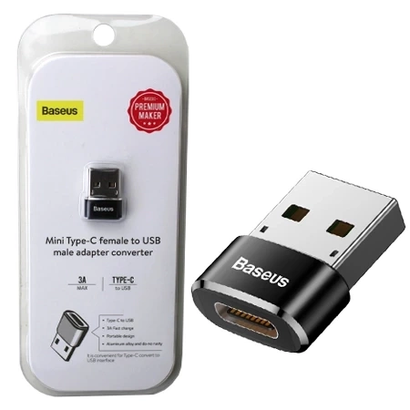 USB-C to USB-A Baseus 3A adapter - black