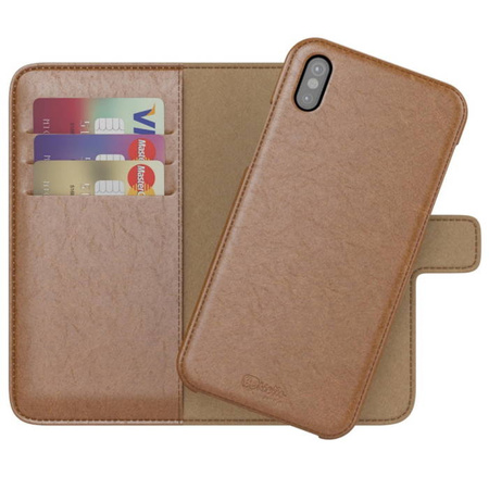 Apple iPhone X case BeHello 2-in-1 Wallet Case - brown 