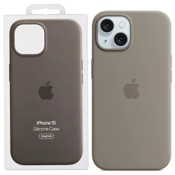 Apple iPhone 15 Silicone Case MagSafe - Ash Brown (Clay)