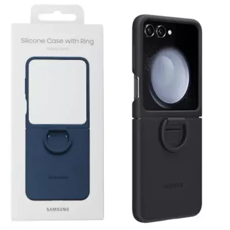 Samsung Silicone Case with Ring for Galaxy Z Flip5 - dark blue