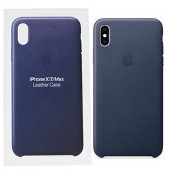 Apple iPhone XS Max etui skórzane Leather Case MRWU2ZM/A - granatowy (Midnight Blue)