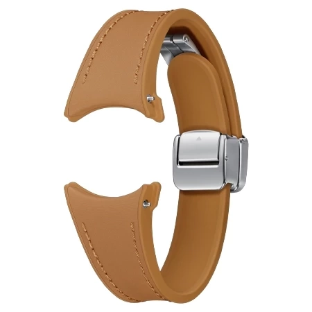 Strap for Samsung Galaxy Watch 4/ 4 Classic/ 5/ 5 Pro/ 6/ 6 Classic D-Buckle Hybrid Eco-Leather Band One Click 20 mm S/M - brown (Camel)