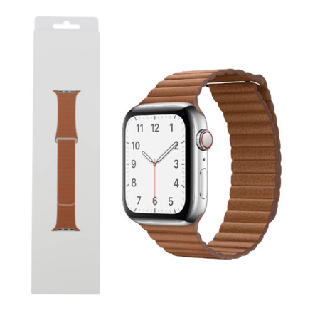 Apple Watch 1/ 2/ 3/ 4/ 5/ 6/ 7 Series 42/ 44/ 45mm Leather Loop strap size M MXAF2ZM/A - brown (Saddle Brown)