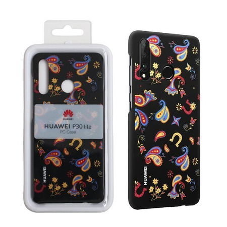 Huawei P30 Lite plastic PC Case 51993073 - black with floral pattern