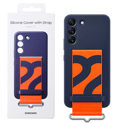 Etui na telefon Samsung Galaxy S22 Silicone Cover with Strap - granatowe