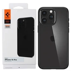 Etui na Apple iPhone 15 Pro Spigen Crystal Hybrid - transparentne z czarną ramką