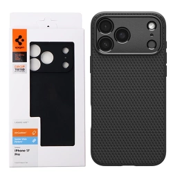 Etui silikonowe na Apple iPhone 17 Pro Spigen Liquid Air - czarne (Matte Black)