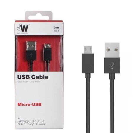 Just Wireless long micro-USB cable 3 m - black