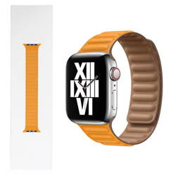 Apple Watch 38/ 40/ 41mm Leather Link strap size S - bright orange (California Poppy)