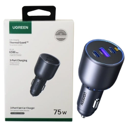 Ugreen EC703 3-Port Fast Car Charger 75W - black