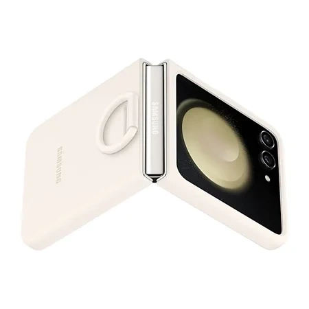 Samsung Galaxy Z Flip5 Silicone Phone Case with Ring - Beige (Beige)