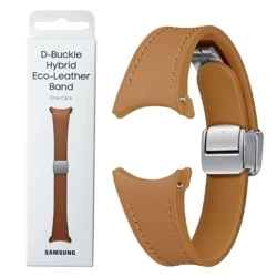 Strap for Samsung Galaxy Watch 4/ 4 Classic/ 5/ 5 Pro/ 6/ 6 Classic D-Buckle Hybrid Eco-Leather Band One Click 20 mm S/M - brown (Camel)