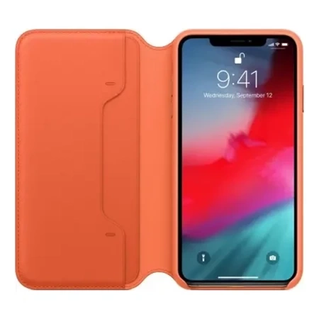 Apple iPhone XS Leather Folio Case - Orange (Sunset)