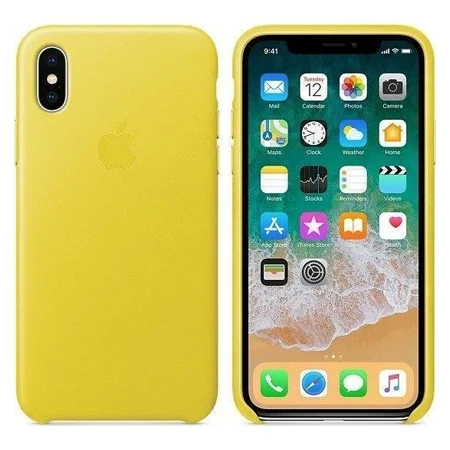 Skórzane etui Apple iPhone X Leather Case  - żółte (Spring Yellow)