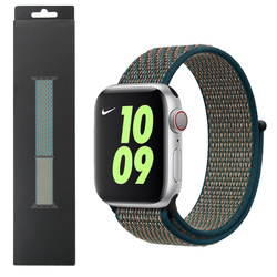 Apple Watch 1/ 2/ 3/ 4/ 5/ 6/ 7 Series 38/ 40/ 41 mm pasek Nike Sport Loop MXN22ZM/A - pomarańczowo-zielony (Hyper Crimson/Neptune Green)