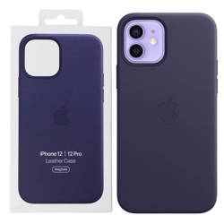 Apple iPhone 12/ 12 Pro etui skórzane Leather Case MagSafe MJYR3ZM/A - ciemnofioletowe (Deep Violet)