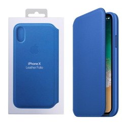 Apple iPhone X etui skórzane Leather Folio MRGE2ZM/A - niebieskie (Electric Blue)