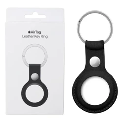 Brelok skórzany do Apple AirTag Leather Key Ring - czarny (Midnight)