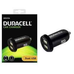 Duracell ładowarka samochodowa Dual USB 1x 2.4A, 1x 1A - czarna