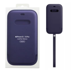 Etui Apple iPhone 12/ 12 Pro Leather Sleeve MagSafe - ciemnofioletowe (Deep Violet)