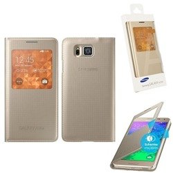 Etui na telefon Samsung Galaxy Alpha S View Cover - złote