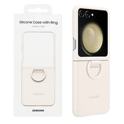 Etui na telefon Samsung Galaxy Z Flip5 Silicone Case with Ring - beżowe (Beige)