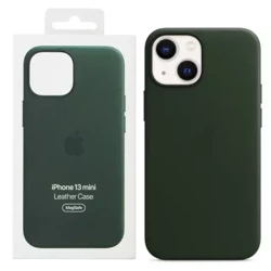 Etui skórzane Apple iPhone 13 mini Leather Case - zielone (Sequoia Green) [OUTLET]