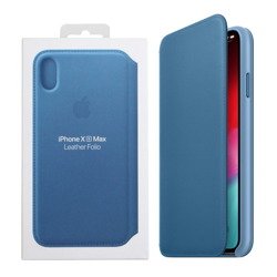 Etui skórzane Apple iPhone XS Max Leather Folio - niebieskie (Cape Cod Blue)