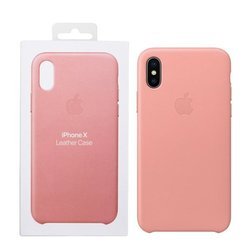 Etui skórzane Leather Case do Apple iPhone X - różowe (Soft Pink)