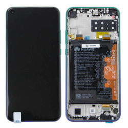 Huawei P40 Lite E wyświetlacz LCD z ramką i baterią - niebieski (Aurora Blue)