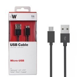 Just Wireless długi kabel micro-USB 3 m - czarny