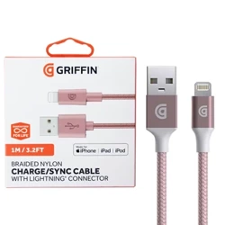 Kabel pleciony Lightning Griffin 1 m - różowy (Rose Gold)