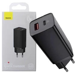 Ładowarka sieciowa USB-A + USB-C Baseus GaN2 Lite Quick Charger 65W - czarna