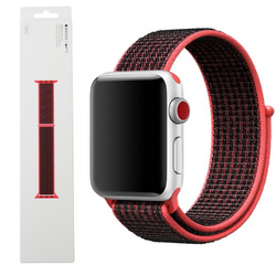 Pasek Apple Watch 38/ 40/ 41mm Sport Loop - czerwono-czarny (Bright Crimson/Black)