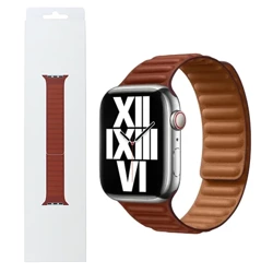 Pasek Leather Link S/M Apple Watch 1/ 2/ 3/ 4/ 5/ 6/ 7 Series 42/ 44/ 45mm - brązowy (Umber)
