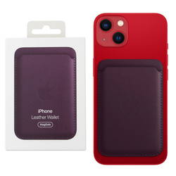 Portfel Apple Leather Wallet iPhone MagSafe - fioletowy (Dark Cherry)