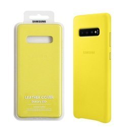 Samsung Galaxy S10 Plus etui skórzane Leather Cover EF-VG975LYEGWW - żółte