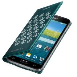 Samsung Galaxy S5/ S5 neo etui Flip Wallet EF-WG900RBEGWW  - zielony z pacyfkami