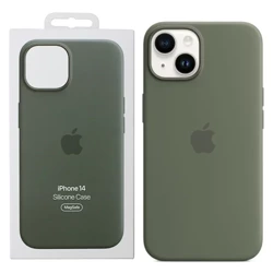 Silikonowe etui Apple iPhone 14 Silicone Case MagSafe - oliwkowe (Olive)