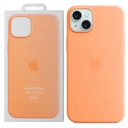 Silikonowe etui Apple iPhone 15 Plus Silicone Case MagSafe - pomarańczowe (Orange Sorbet)