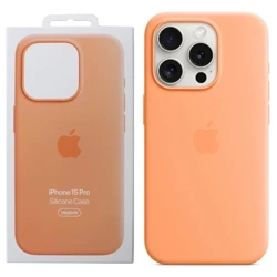 Silikonowe etui Apple iPhone 15 Pro Silicone Case MagSafe - pomarańczowe (Orange Sorbet)