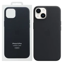 Skórzane etui Apple iPhone 14 Plus Leather Case MagSafe - czarne (Midnight)