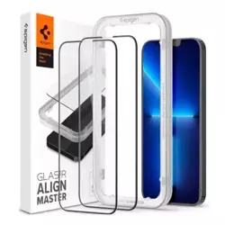 Szkło hartowane Spigen Glas.TR ALIGN MASTER do Apple iPhone 12/ 12 Pro - czarne (2 sztuki)