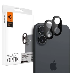 Szkło hartowane na aparat do Apple iPhone 16/ 16 Plus Spigen Glas.TR EZ FIT OPTIK 2 sztuki - czarne