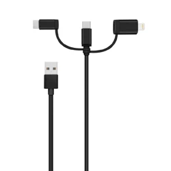 Uniwersalny kabel Lightning/ Micro/ USB-C Bitmore 3 In 1 MFI 1m - czarny