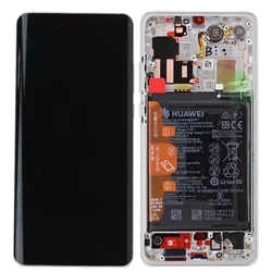 Wyświetlacz LCD z ramką i baterią do Huawei P30 Pro - srebrny (Silver Frost)