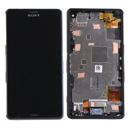 Wyświetlacz LCD z ramką, złączem słuchawkowym i głośnikami Sony Xperia Z3 Compact - czarny