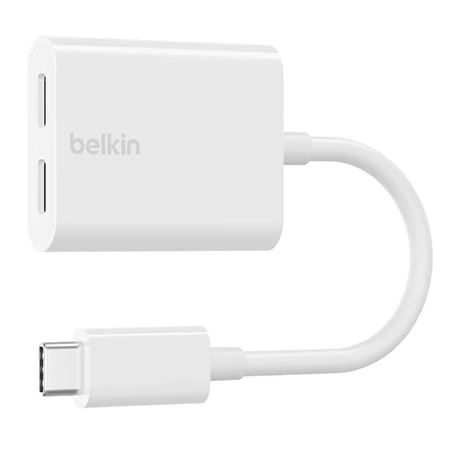 Adapter USB-C na USB-C Audio + Charge Belkin RockStar - biały