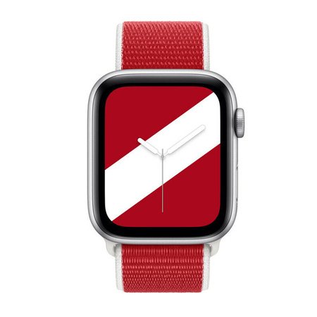 Apple Watch 1/ 2/ 3/ 4/ 5/ 6/ 7 Series 38/ 40/ 41 mm pasek Nike Sport Loop MXTW2ZM/A - czerwono-biały (Denmark)
